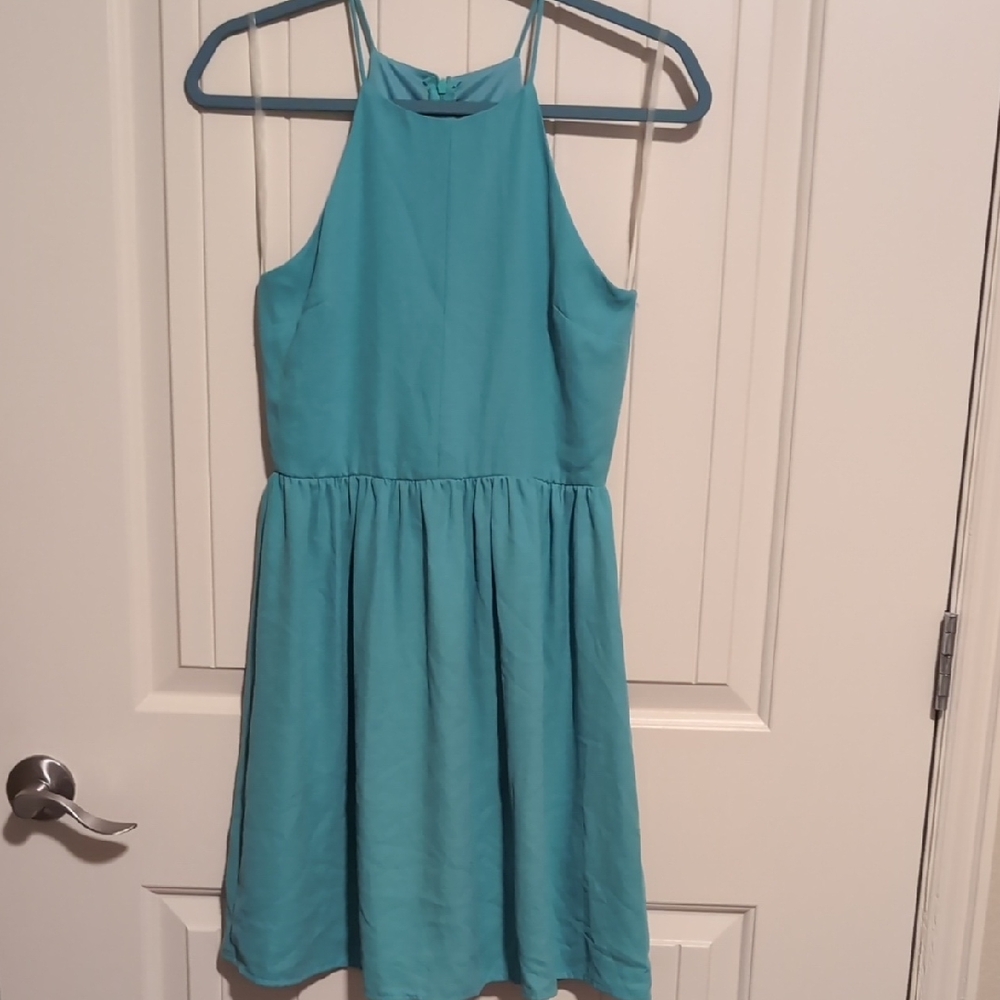Everly Aqua Halter Dress